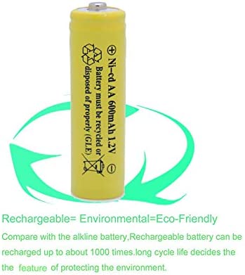 QBLPOWER Solar Light 1.2V AA Ni-CD 600mAh 2A Rechargable Batteries Cell for Garden/Lawn/Sidewalk Lamp (8 Pack AA Yellow)