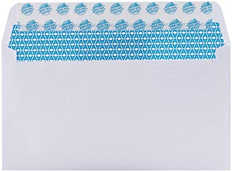 #6 3/4 Security Tinted Self-Seal Envelopes - No Window, Size 3-5/8 X 6-1/2 Inches - White - 24 LB - 100 Count (34600)