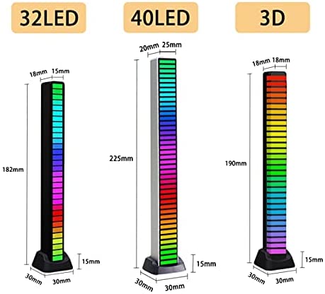 Voice Control Wireless Stereo Music Spectrum LED Light Audio Level Indicator Pickup Rhythm for Car Player Atmosphere Bedroom Ambient Lighting (40 LED Black)