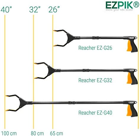 EZPIK® 40" Long Reach Grabber Reacher Tool - Heavy Duty Trash Picker Upper Grabber - Long Handled Reacher Grabber Pickup Tool - Extended Grabber Tool with Rotating Head and Magnet