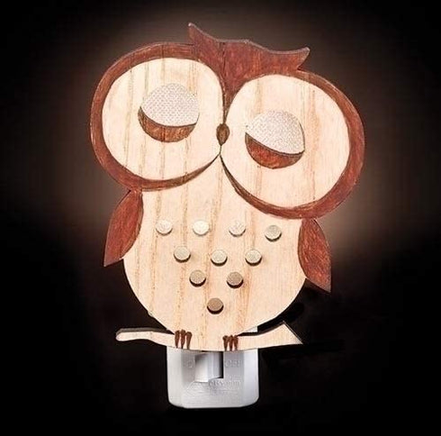 Roman Inc. 5.5" Woodwork Woodland Owl Night Light 163583