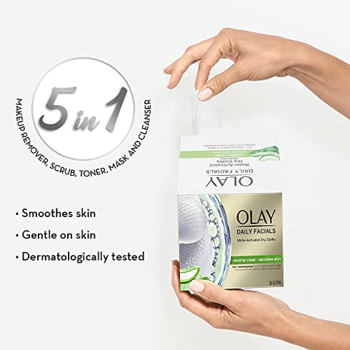 Olay 4-in-1 Sensitive Daily Facial Cloths, 33 ct (Packaging May Vary)