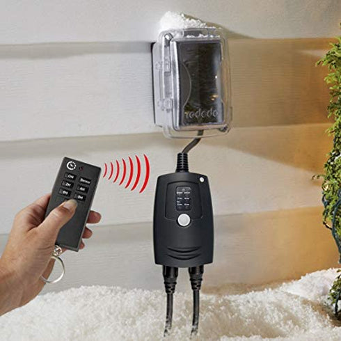 HomeHopes Outdoor Light Timer Remote Control, Christmas Light Timer Switch Outlet, Automatic Light Switch Timer Outlet