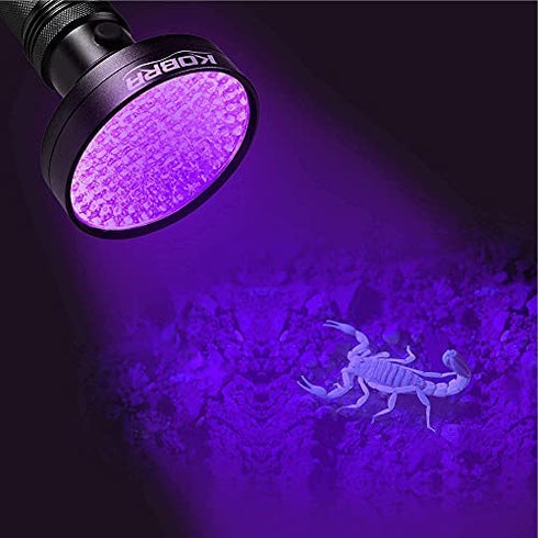 Kobra Black Light Flashlite - 100 LED UV Flashlight Black Light for Pet Urine Detection - Lamp & Black Light Flashlight for Inspection - UV Light Flashlight Intensity 18W 385-395nm LEDs Scorpions
