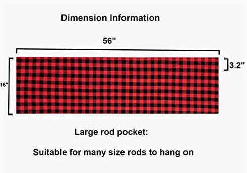 2 Pack Buffalo Check Plaid Window Valances Red and Black Farmhouse Design Window Treatment Decor Curtains Rod Pocket Valances for Kitchen/Living Room 16" x 56"