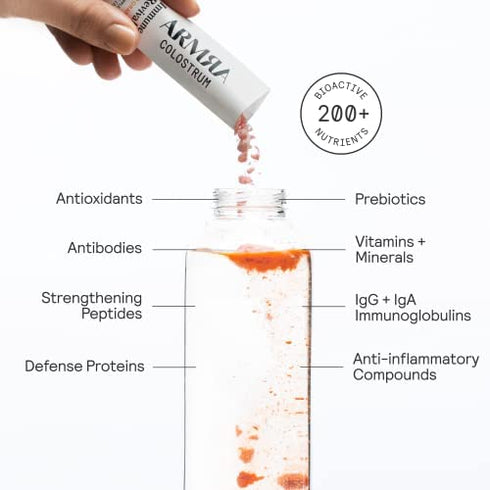 ARMRA Bovine Colostrum Superfood | Grass-Fed | Immune, Gut, Fitness, Brain Benefits | 200+ Nutrients | Potent, Bioavailable | Keto-Certified, Gluten-Free | 30 Packets (Blood Orange)