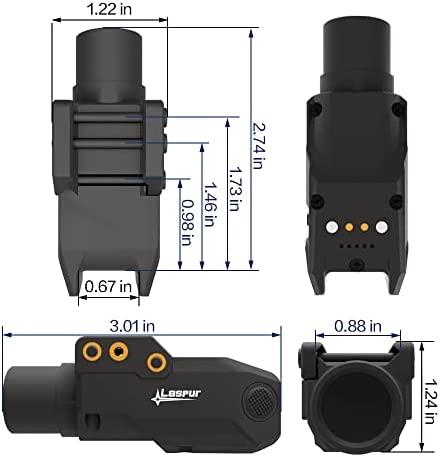 Laspur Sub Compact Tactical Rail Mount LED High Lumen Flashlight Light with Strobe for Pistol Handgun, Built-in USB Magnetic Touch Rechargeable Battery Accessory Remaining Display