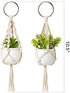 Dahey Mini Macrame Plant Car Accessories Rear View Mirrior Charm Cute Hanging Rearview Car Decor Boho Hanger with Artificial Succulent Plants for Plant Lover, 2 Pcs, 10.5 inch, White