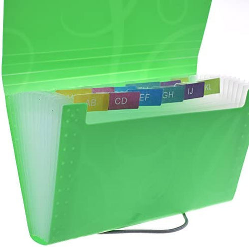 Cosmos 13 Pockets Expanding Files Folder Small Expandable File Folder with Tabs Organizer for Receipts Coupons and Tickets (Green)