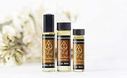 Oil of Gladness Frankincense and Myrrh Anointing Oil - Oil for Daily Prayer, Ceremonies, and Blessings 1/3 oz Roll-On