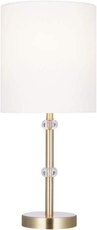 Amazon Brand Ravenna Home Contemporary Metal Table Lamp with Acrylic Accents, LED Bulb Included, 19.5"H, Antique Brass