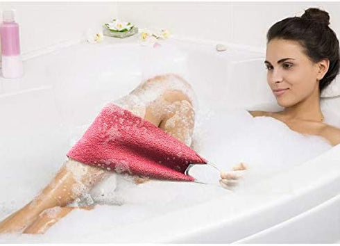 Evridwear Exfoliating Back Scrubber with Handles Two Sides for Body Shower Deep Cleans Skin Massages Invigorating Blood Circulation Men Women One Size (Back Scrubber Pink)