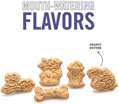 Three Dog Bakery Crunchy Classic Animal Crackers, Peanut Butter Flavor, Premium Treats for Dogs, 13 Resealable Pack, brown, 13 oz