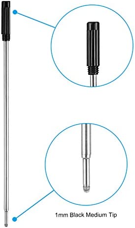 Jovitec 24 Pieces Replaceable Ballpoint Pen Refills Metal Pen Ink Refills Smooth Writing 4.5 Inch (11.6 cm) and 1 mm Medium Tip (Black)