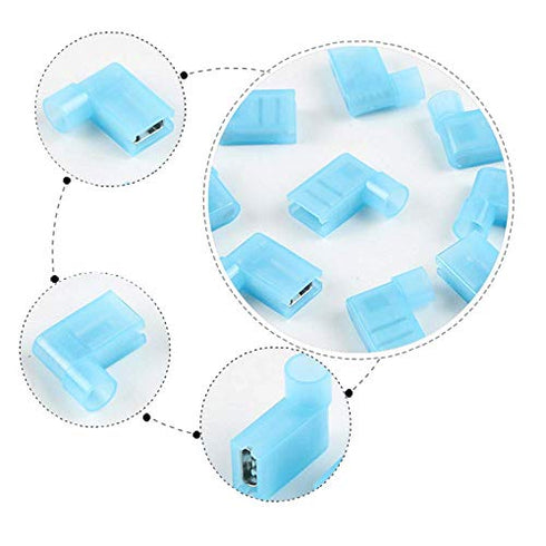 100 Pcs 90 Degree Nylon Insulated Female Push On Wire Terminal Quick Connector Wiring Spade Connector 16-14 AWG