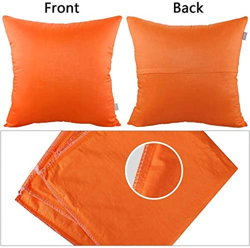 4-Pack 100% Cotton Comfortable Solid Decorative Throw Pillow Case,Thmyo Square Cushion Cover Pillowcase Sublimation Blank Pillow Covers Halloween DIY Throw Pillowcase(18x18 inch/ 45x45cm,Orange)