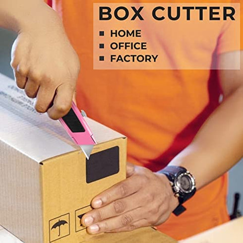 Jetmore 2 Pack Box Cutter Utility Knife, Heavy Duty Box Cutter Knife Razor Knife, Box Cutter Retractable with 10 SK5 Blades, Aluminum Shell Box Knife for Carton, Box, Cardboard