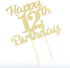 LVEUD 12th Birthday Cake Topper for Happy Birthday, 12 Golden Flash 12th Cake Topper?Happy Birthday Cake Topper Cake Ornament (12th)