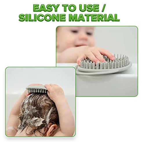 haakaa Silicone Shampoo Brush - Soft Cradle Cap Brush Comb | Hair Scalp Massager, Soft Bristles for Newborns & Toddlers,Ideal Baby Registry Gift - 1pk