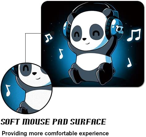 DJ Panda Pattern Mouse Pad - Rolay Up Cute Mouse Pad Non-Slip Keyboard Small Mouse Pad for Gaming Office Working