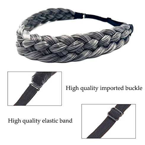 TOECWEGR 5 Strands Synthetic Hair Braided Headband Hairpiece Classic Chunky Wide Plaited Braids ElasticMulti-Color Headband Ladies Beauty Headwear (Hair band 2/h)