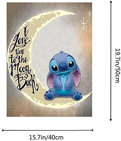 ACENGXI Paint by Numbers Disney Paint by Numbers I Love You to the Moon Back Painting by Numbers Lilo Stitch Acrylic Painting Kits Lilo and Stitch Paint by Number Kits for Adults Kids Beginner 16x20In