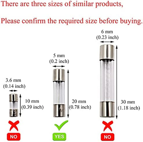 SIXQJZML 10 Pack F8AL Fast-Blow Fuse 8A 8amp 125V Glass Fuses 0.2 x 0.78 inch / 5 x 20 mm (125Volt) (F8A)
