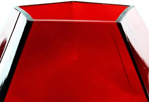CYS EXCEL GGV101/06R-1P Glass Geometric, Prism, Honeycomb Vase (H-6", Open 3.2", 1PC) €¦, 6", Red
