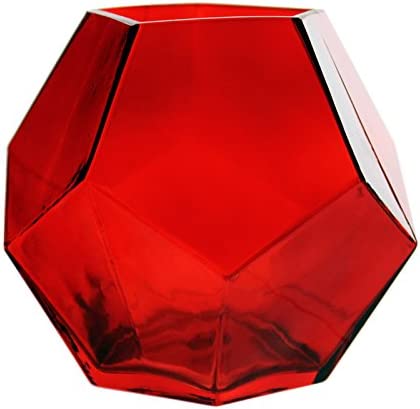 CYS EXCEL GGV101/06R-1P Glass Geometric, Prism, Honeycomb Vase (H-6", Open 3.2", 1PC) €¦, 6", Red
