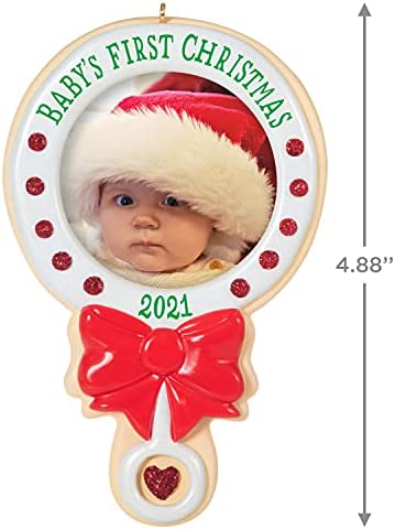 Hallmark Keepsake Christmas Ornament, Year Dated 2021, Baby's First Christmas Photo Frame