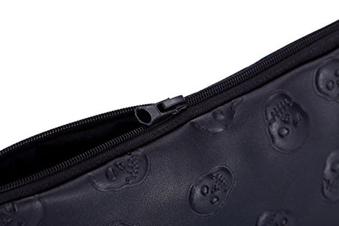 HOYOFO Stylish Makeup Pouch for Women Skull Make up Bag Small Cosmetic Bag for Purse, Black Skull (PU)
