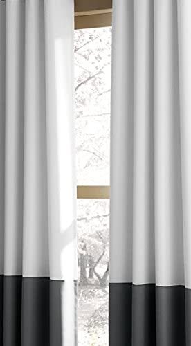 Curtainworks Kendall Color Block Grommet Curtain Panel, 95 inch, White / Dark Grey