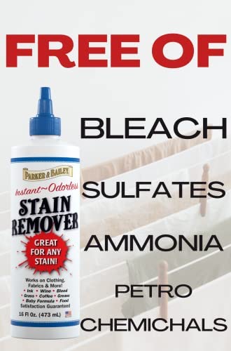 Parker and Bailey Laundry Stain Remover - Blood Cleaner for Clothing - Carpet Spot Treater - Unscented, Sulfate and Bleach Free -16oz