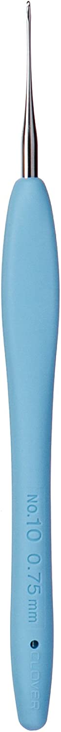 Clover 1225 Amour Steel Crochet Hook No. 10, 0.75mm , Blue