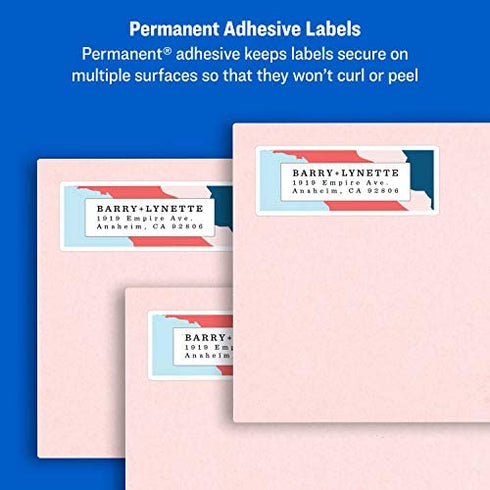 Avery Address Labels with Sure Feed for Inkjet Printers, 1" x 4", 500 Labels, Permanent Adhesive (8161), White