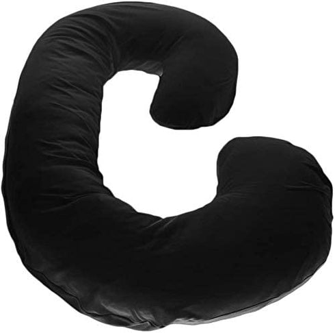 Betty Dain Stretch Jersey Pregnancy / Maternity Pillowcase C-Shape Compatible, Pillowcase Replacement, 100% Cotton Stretch Jersey, Dual Zippers, Stretch Fabric, Machine Washable, 60 x 25 in., Black