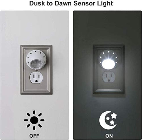 Automatic Plug in Light Sensor Night Light Warm White LED Bedroom Light
