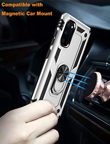 LUMARKE Samsung S20 Case,Pass 16ft Drop Test Military Grade Heavy Duty Cover with Magnetic Kickstand Compatible with Car Mount Holder,Protective Phone Case for Samsung Galaxy S20 Silver