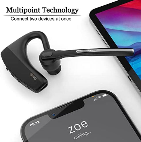 Conambo Bluetooth Headset 5.1, aptX HD 16 Hrs Talktime Bluetooth Earpiece, Noise Cancelling Mute Key Wireless Headset for Cell Phones Business Trucker Office