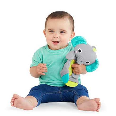 Bright Starts Snuggle & Teethe Plush Teething Baby Toy - Elephant, Crinkle Fabric, Ages 0 Months +