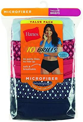 Hanes Womens Cool Comfort Microfiber Brief Underwear, 10-pack (Colors May Vary)
