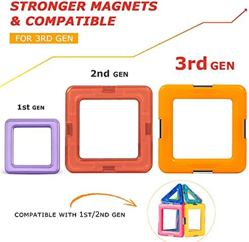 Upgraded Magnetic Blocks Tough Building Tiles STEM Toys for 3+ Year Old Boys and Girls Learning by Playing Games for Toddlers Kids Toys Compatible with Major Brands Building Blocks - STARTER SET