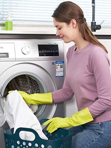 wahoo PVC Dishwashing Cleaning Gloves, Skin-Friendly, Reusable Kitchen Gloves with Cotton Flocked Liner, Non-Slip, Large