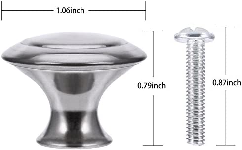 Bememo 24 Pack Silver Cabinet Knobs Kitchen Round Drawer Dresser Handles Kitchen Cabinet Round Pulls Hardware 1.06 x 0.79 Inch