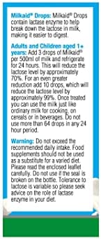 Milkaid Lactase Enzyme Drops for Lactose Intolerance Relief | Prevents Gas, Bloating & Diarrhea | Fast Acting Dairy Digestive Supplement | Gluten Free & Vegetarian | No Artificial Flavor | 0.5 Fl Oz