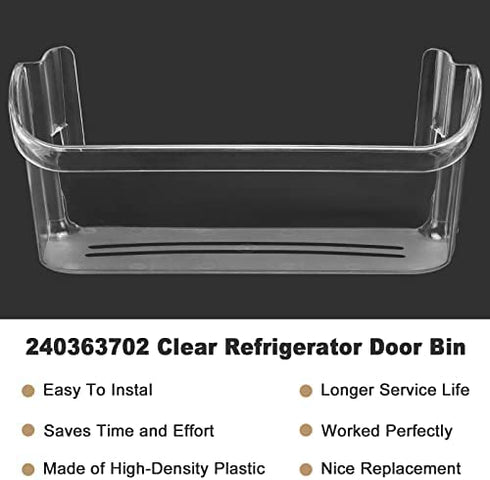 AMI PARTS 240363702 14.3in(L)×4.2in(W)×5.5in(H) Clear Refrigerator Door Bin Side Shelf for Frigidaire, Kenmore Refrigerator - Replaces 240363704, 240363705, 240363708, AP2116106, PS430207