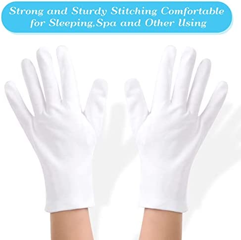 Paxcoo 6 Pairs XL White Cotton Gloves for Dry Hand Moisturizing Cosmetic Eczema Hand Spa and Coin Jewelry Inspection