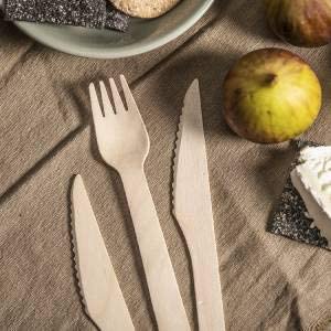 Greenly Wood 200 Pack Disposable Wooden Utensils Set | All Natural Birchwood Biodegradable Compostable Cutlery (100 Forks, 50 Spoons, 50 Knives)