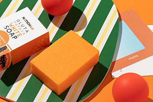 Glutathione & Papaya White Soap, Natural Skin Brightening for Face & Body Exfoliating, Dark Spots, Acne Scars with Niacinamide, Coconut Oil for Silky Smooth Skin - Cruelty Free, 3.52 Oz (2 Pack)