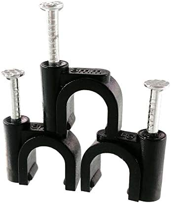 100 Pack Nail in Cable Clips Ethernet Cable Nails Tacks Clips 8mm for Electrical, Ethernet, Dish Wire, Coax Cable, RG6, RG59, CAT6, RJ45 Cable,Black